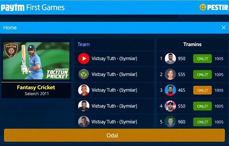 Fantasy Cricket Guide for Paytm First Games Fantasy cricket team selection interface on Paytm First Games