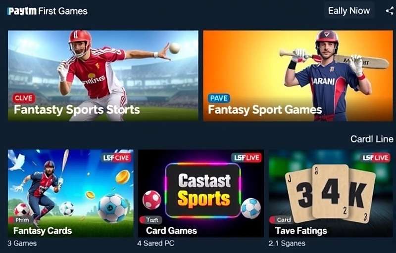 Game Categories on Paytm First Games Paytm First Games showing variety of game categories including fantasy sports and card games